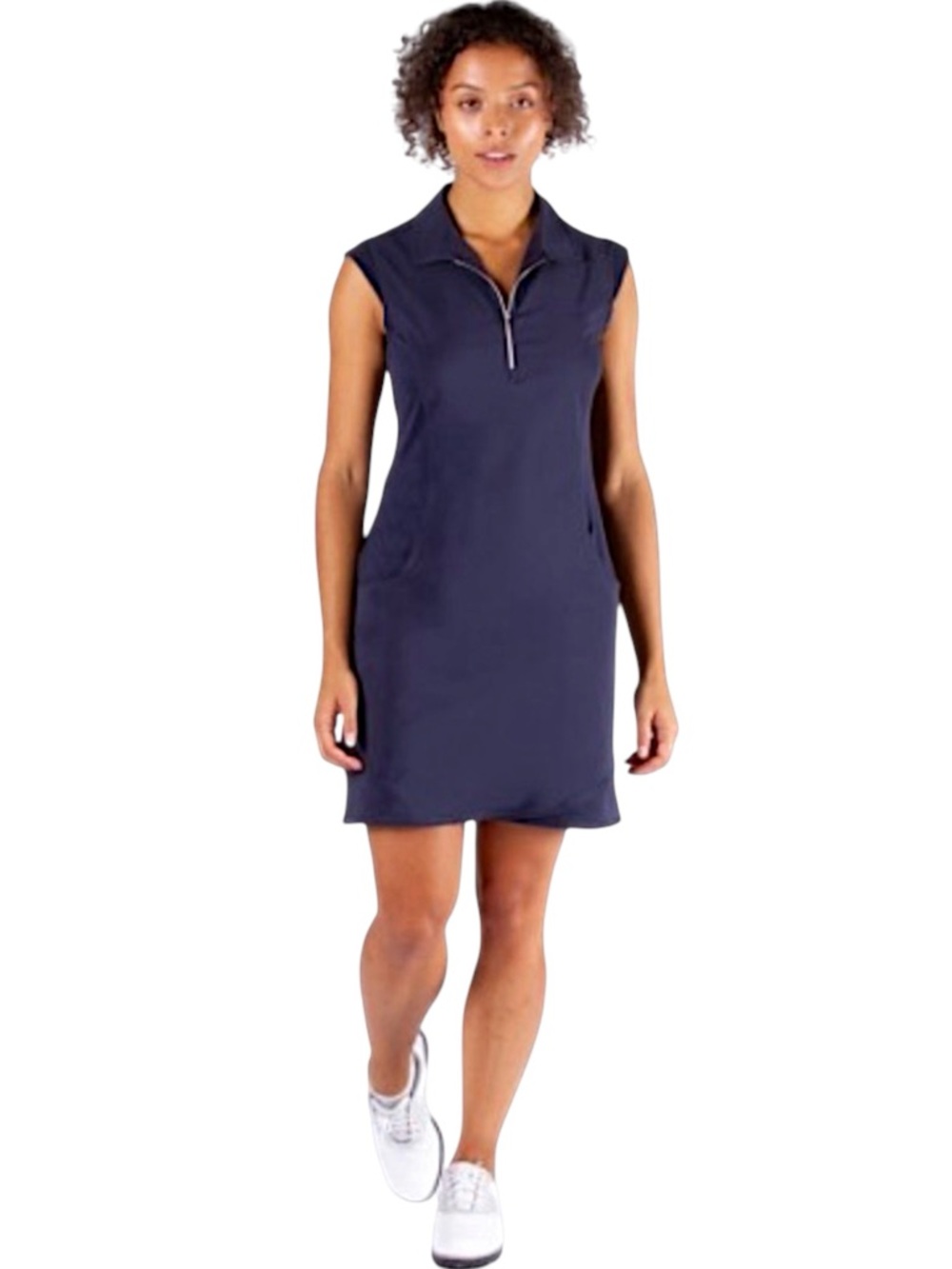 Nivo Sport Navy Collared 1/4 Zip Sleeveless Golf Tennis Pickleball Dress (S)